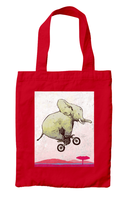 Сумка з принтом "Слон На Мотоциклі". Мотоцикл, політ, слон. 2070702