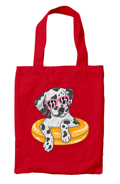 Сумка з принтом "Далматинець Плаває У Колі". Далматинець, окуляри, плавати, собака. 2070702