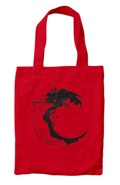 Bag with prints Moon girl. Cosmic, girl, moon, space, stars. 2070702