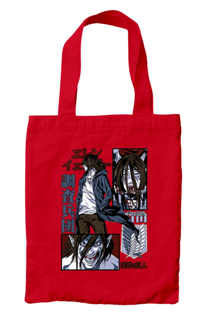 Bag with prints Attack on Titan Eren. Action film, anime, attack on titan, dark fantasy, drama, eren, eren jaeger, manga, post-apocalyptic. 2070702