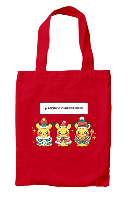 Bag with prints Pikachu Merry Christmas. Anime, christmas, game, manga, merry christmas, nintendo, pikachu, pokemon. 2070702