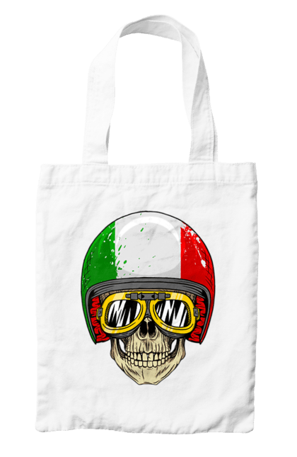 Сумка з принтом "Череп в мотошоломі". Мото, окуляри, череп, шолом. 2070702