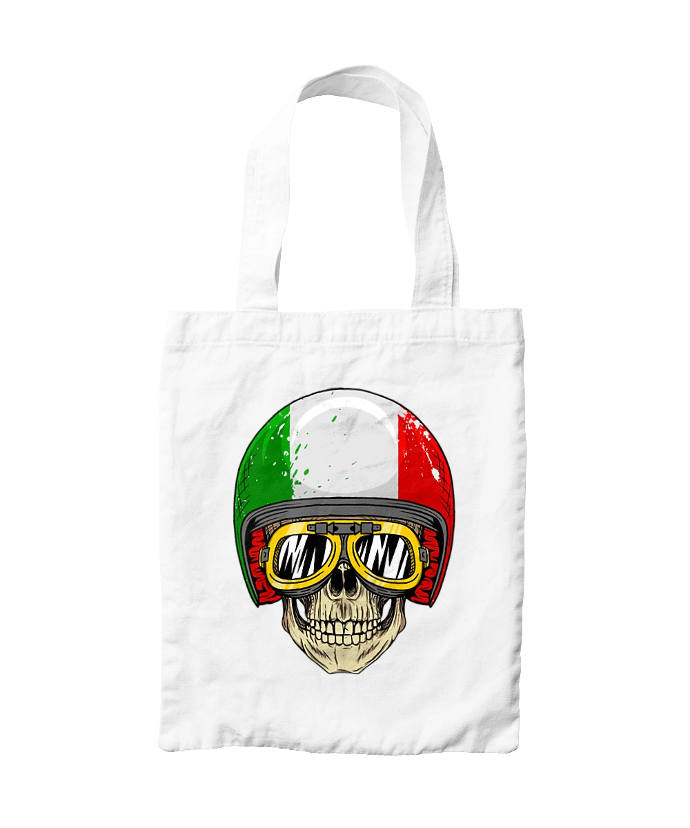 Skull in a motorcycle helmet