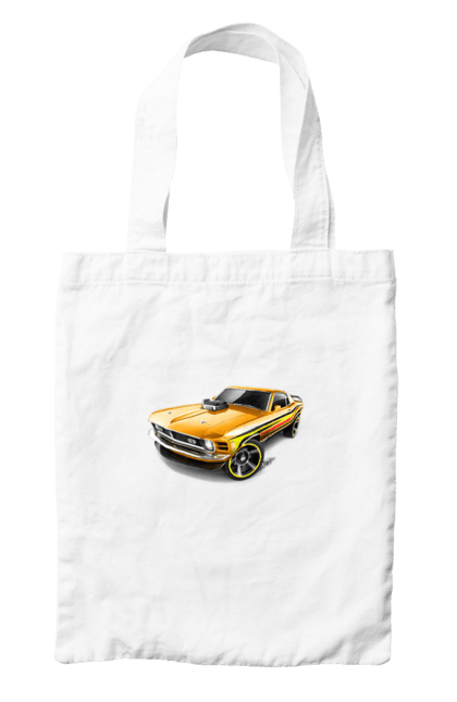 Bag with prints Ford mustang. An american legend, cult car, ford mustang, mustang, powerful car, shelby, yellow mustang. 2070702