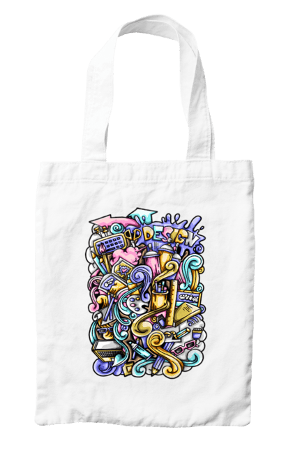 Сумка з принтом "Школа навчання". Зошит, калькулятор, канцелярія, навчання, олівець, ручка, школа. 2070702