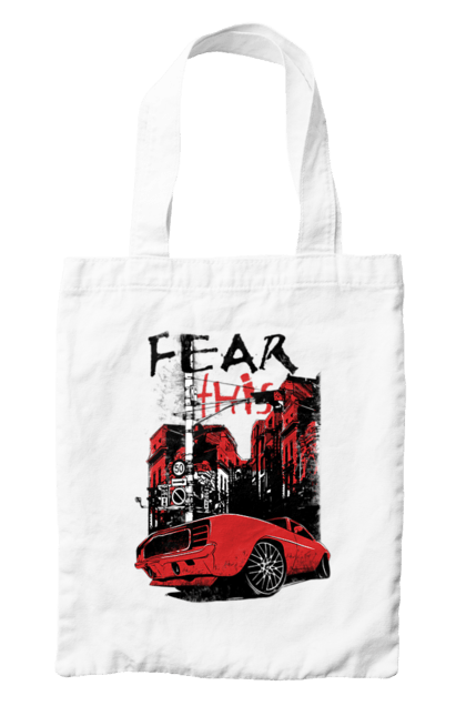 Сумка з принтом "Червона Машина В Місті". Їзда, машина, місто. 2070702