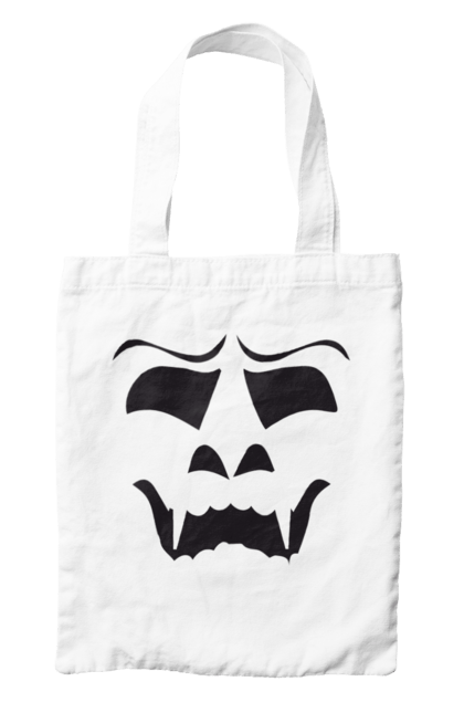 Bag with prints Halloween pumpkin face. Costume, halloween, holiday, october, october 31, pumpkin, scary, sweets, trick or treat. 2070702