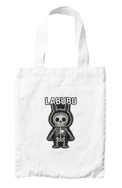 Сумка з принтом "Лабубу". Анатомія, кістки, лабубу, миложутко, мінімалізм, рентген, серце` що світиться, скелет, череп, чорнобіле. 2070702