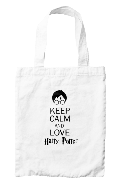 Сумка з принтом "Keep calm and love Harry Potter". Gryffindor, harry potter, hogwarts, keep calm, гаррі поттер, грифіндор, книга, фільм, франшиза, хогвартс. 2070702