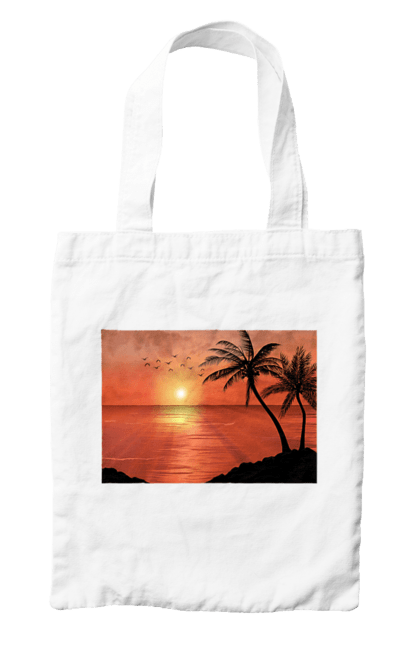 Сумка з принтом "Захід Пальми Море". Берег, захід, море, пальми. 2070702