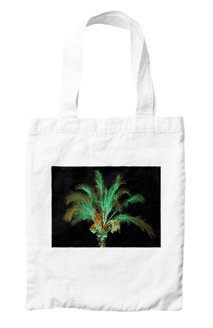 Bag with prints Date Palm At Night. Adventure, black, coast, date, green, island, night, oasis, ocean, palm, recreation, sea, sky, south, travel, tropics, vacation. 2070702