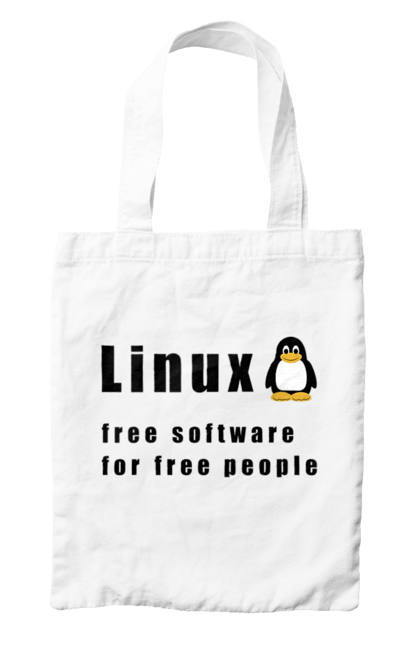 Сумка з принтом "Linux Вільний Для Вільних". Linux, адміністратор, айті, айтішник, безкоштовна, безкоштовно, вільна, доступність, незалежність, операційна система, ос, пінгвін, програміст, програмне забезпечення, свобода, сервер, сисадмін, система, системний адміністратор, софт, текст, чорний. 2070702
