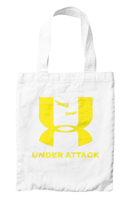 Сумка з принтом "Under Attack yellow". Андер армор, бренди, гумор, приколи, прикольні, ундер армор. 2070702
