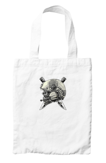 Сумка з принтом "Череп пілота". Військовий, захисник, ніж, пілот, череп, шолом. 2070702