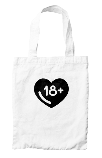 Сумка с принтом 18+. 18+, black, heart, prohibition, sex. 2070702