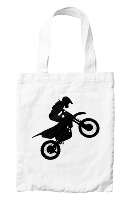 Сумка з принтом "Силует Мотоцикліста". Мотоцикл, мотоцикліст, шолом. 2070702