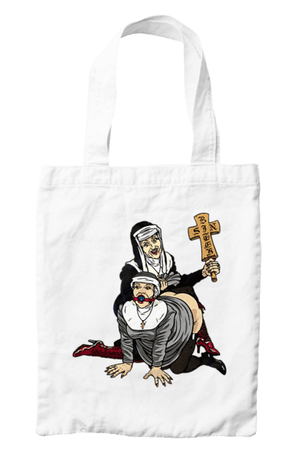 Сумка з принтом "Монашки БДСМ". Бдсм, крута, модна, молодіжна, плескає по дупі, рок, рольові ігри, черниці бдсм, черницю, черниця. 2070702