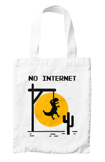 Сумка с принтом Нет интернета. No internet, айти, без интернета, динозавр повесился, мем, нет интернета, но интернет, прикол, смешная, юмор. 2070702