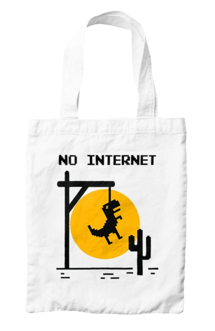 Сумка с принтом Нет интернета. No internet, айти, без интернета, динозавр повесился, мем, нет интернета, но интернет, прикол, смешная, юмор. 2070702