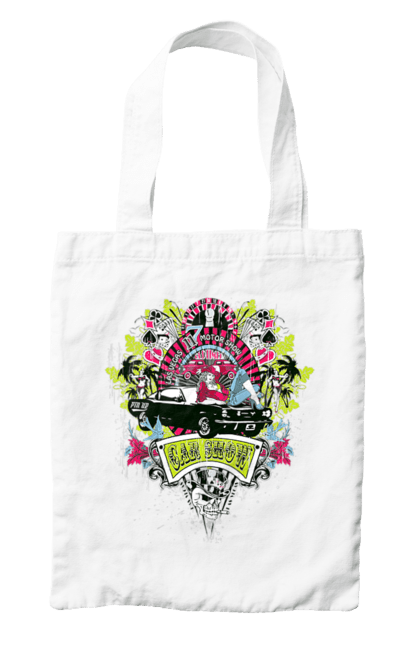 Сумка с принтом Автомобильное Шоу, Лето. Автомобиль, деньги, карты, пальма, шоу. 2070702