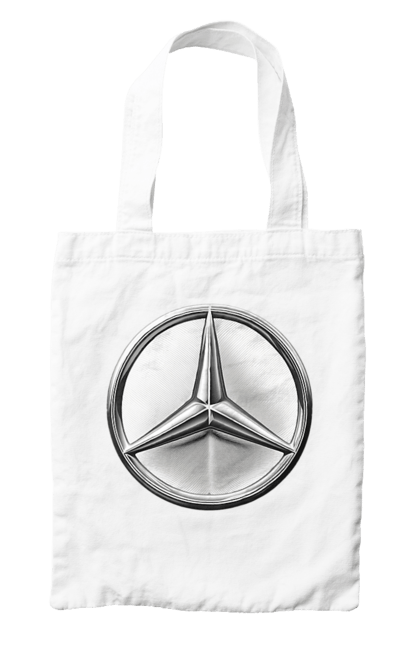 Сумка з принтом "Mercedes Benz Лого Металік". Авто, автомобіль, логотип мерседес, машини, мерс, мерседес. 2070702