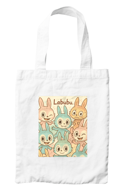 Сумка з принтом "Лабубу". Безтурботно, грайливо, дизайнперсонажу, каваї, лабубу, милі мистецтво, ніжні відтінки, пастельніквіти, стиль мультфільму, чарівно. 2070702
