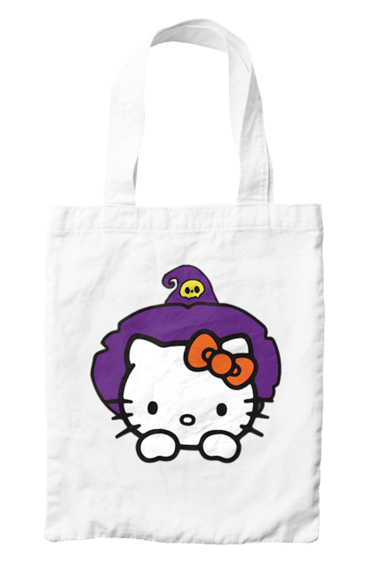 Сумка с принтом Хелло Китти Хэллоуин. Halloween, hello kitty, witch, бренд, ведьма, кот, котенок, персонаж, хелло китти, хэллоуин. 2070702