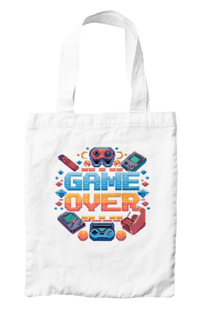 Bag with prints Game Over. 90s, for gamers, game, gamer, pixel, pixel art, video game. 2070702
