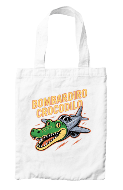 Сумка з принтом "Bombardino Crocodilo". Bombardino, bombardino crocodilo, crocodilo, бомбардиро крокодило, бомбардіно крокоділо, крокодил, крокодил літак, крокодил мем, мем бомбардине крокодило, меми. 2070702
