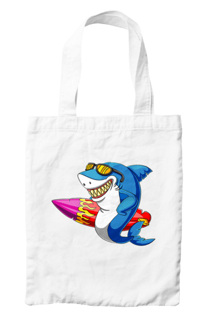 Сумка з принтом "Акула В Окулярах З Серфінгом". Акула, літо, окуляри, серфінг. 2070702