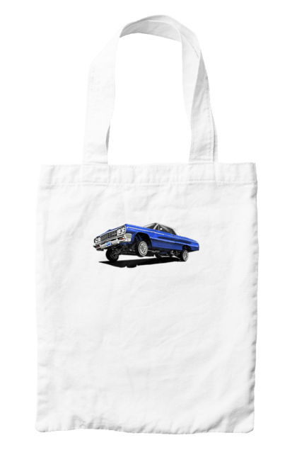 Сумка з принтом "Автомобіль". Автомобіль, імпала, класика, лоурайдер, синій, шевроле. 2070702