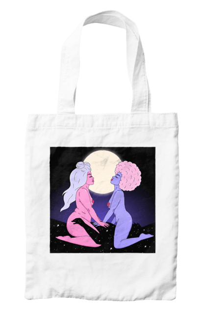 Сумка з принтом "Дві Інопланетянки І Місяць". Дівчата, зверху, інопланетянки. 2070702