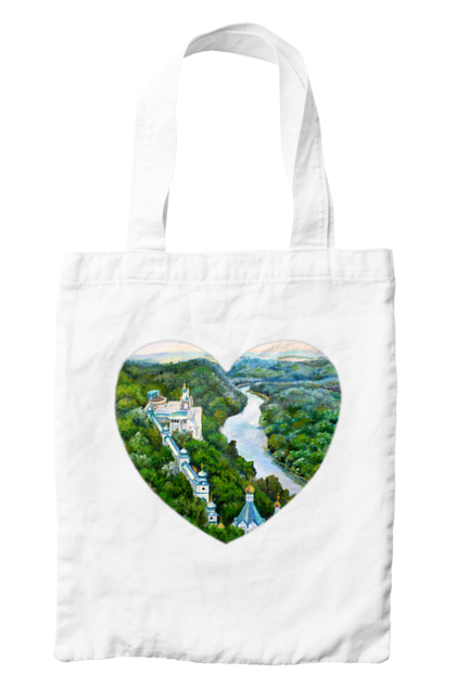 Сумка з принтом "Святогорская лавра". Донецька область, ліс, монастир, пейзаж, річка, святогірськ, україна, церква. 2070702