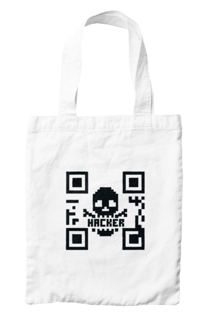 Сумка з принтом "Хакер hacker". Geek, hacker, ios, qr code, qr код, ай ті, айтішник, геймер, гік, іт, мем, позитив, пранк, програміст, розробник, хакер. 2070702