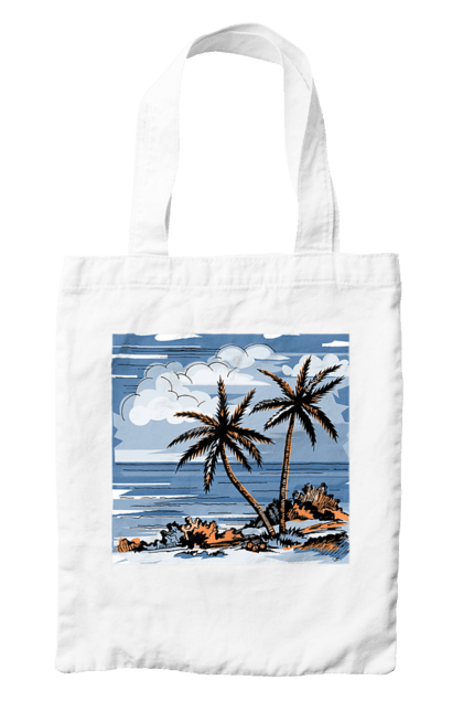 Bag with prints Palm Trees And Sky. Clouds, palm trees, sea, sky. 2070702