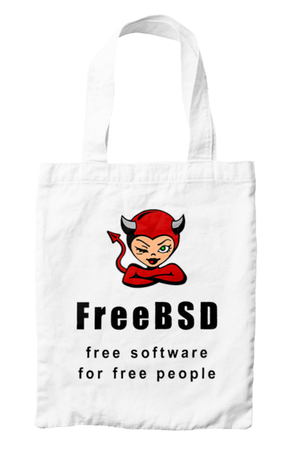Сумка з принтом "Freebsd Для Вільних". Bsd, freebsd, unix, адміністратор, айті, айтішник, безкоштовна, безкоштовно, бестія, вільна, демон, демонесса, доступність, незалежність, операційна система, ос, програміст, програмне забезпечення, свобода, сисадмін, система, системний адміністратор, софт, текст, червоний, чорний. 2070702