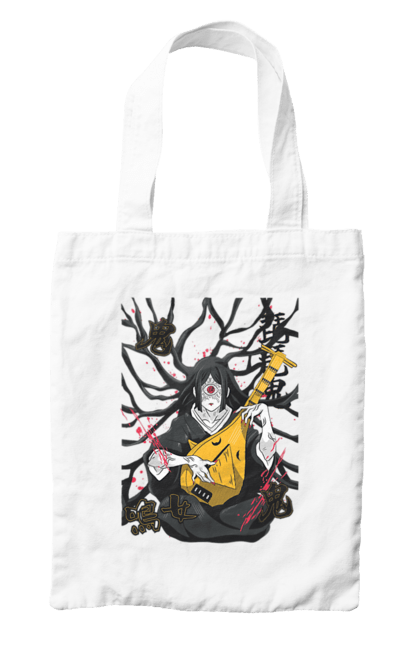 Bag with prints Demon Slayer Nakime. Anime, demon slayer, eternal paradise faith, kimetsu no yaiba, manga, nakime, twelve kizuki, upper rank six. 2070702