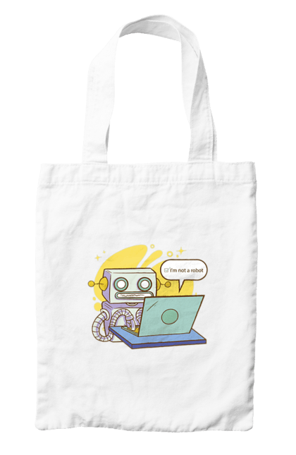 Сумка з принтом "Я не робот Хакер зрозуміє 404 до дня програміста". 404, aws, backend, c++, cloud, css, frontend, golang, java, js, linux, python, script, web, ай ті, айті, айтішник, верстка, дата, код, компьютер, лаптоп, облако, ошибка, програміст, программа, программист, програмування, робот, хакер, язык. 2070702