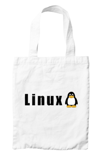 Сумка з принтом "Linux". Linux, адміністратор, айті, айтішник, безкоштовна, безкоштовно, вільна, доступність, комерційна, незалежність, операційна система, ос, пінгвін, програміст, програмне забезпечення, свобода, сервер, сисадмін, система, системний адміністратор, софт, текст, чорний. 2070702
