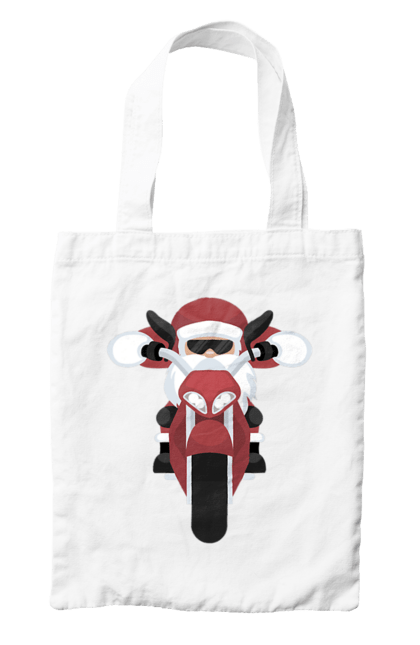 Сумка з принтом "Санта на мотоциклі". Мотоцикл, новий рік, різдво, санта. 2070702