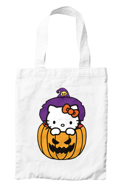 Сумка с принтом Хелло Китти Хэллоуин. Halloween, hello kitty, witch, бренд, ведьма, кот, котенок, персонаж, хелло китти, хэллоуин. 2070702