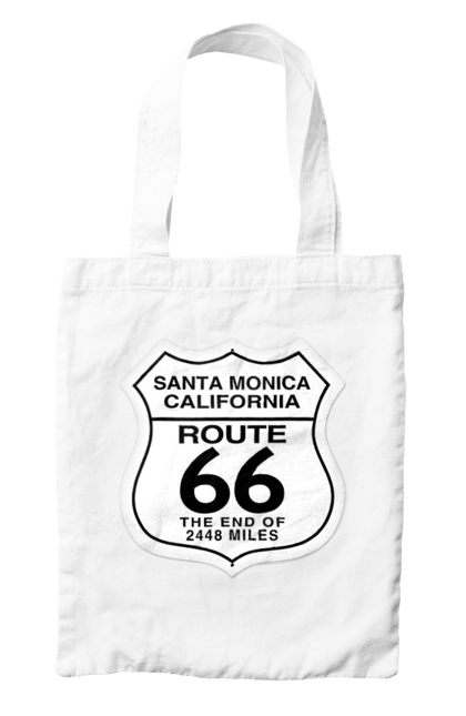 Сумка с принтом Route 66. Байк, байкер, байкер клуб, брат, братела, брутал, горячий асфальт, горячий конь, горячий стержень, дорога 50, дорога 66, дорога 80, дороги америки, дороги украины, жажда скорости, клуб байкеров, мотоцикл, мотоциклист, настоящий мужик, скорость, чувак. 2070702