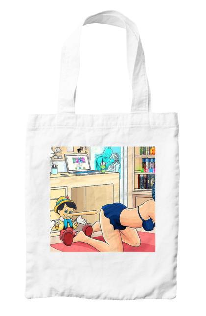 Bag with prints Pinocchio In The Adult Tale. Batman, joke, kiss, naked, pinocchio. 2070702