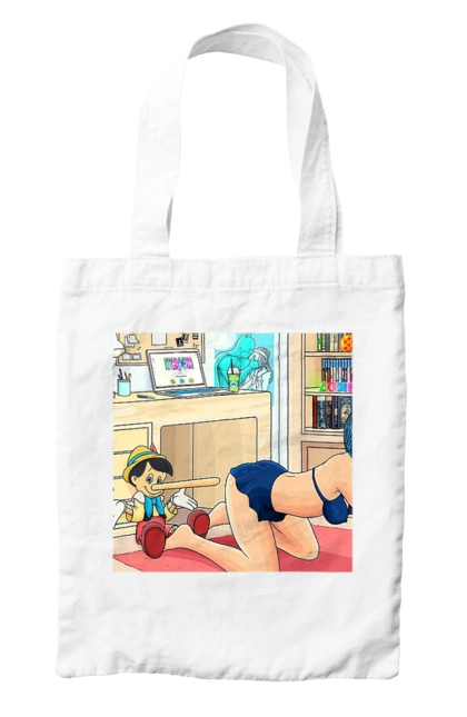 Bag with prints Pinocchio In The Adult Tale. Batman, joke, kiss, naked, pinocchio. 2070702
