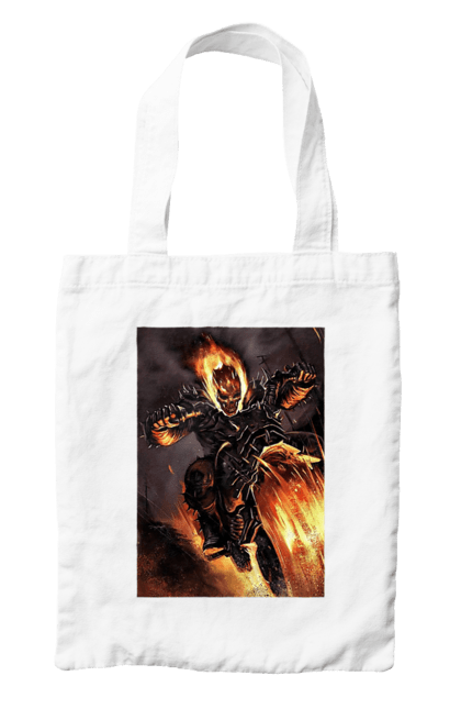 Сумка з принтом "Пекельний Гонщик". Вогонь, мотоцикл, пекельний гонщик, скелет, чоппер. 2070702