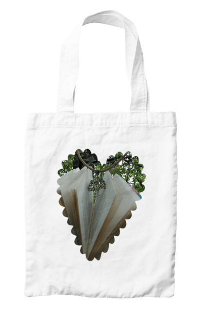 Сумка з принтом "Книжкова валентинка". Дерево, книги, книжки, любов, прикраса, природа, серце, форма серця, читання. 2070702