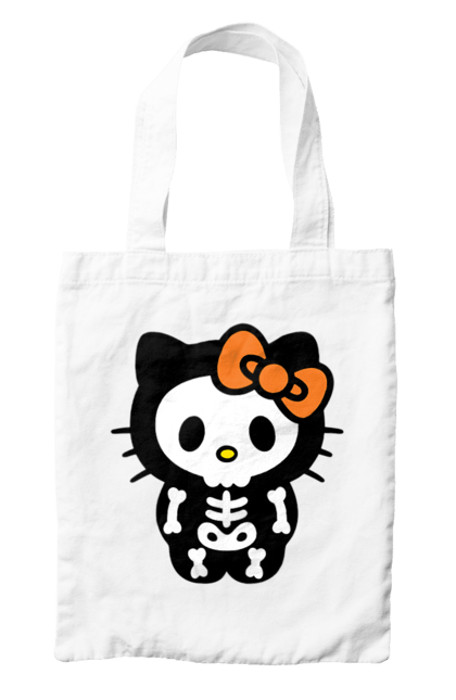 Сумка з принтом "Хелло Кітті Хелловін". Halloween, hello kitty, zombie, бренд, зомбі, кошеня, персонаж, скелет, хелло кітті, хелловін. 2070702