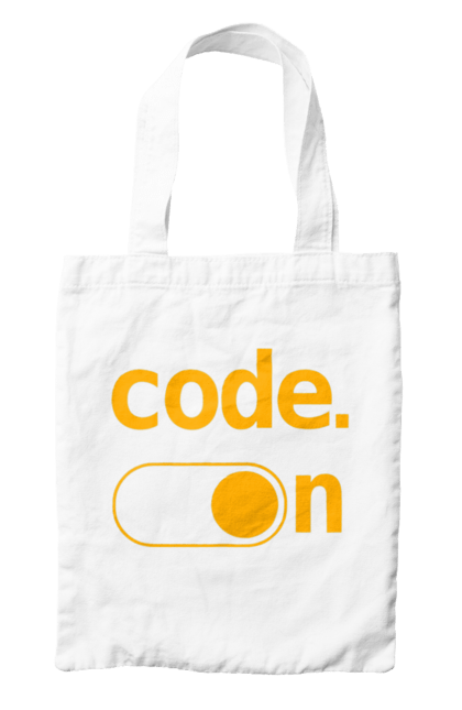 Сумка з принтом "Код увімкнено". Айті, айтішник, для айтішника, для програміста, код увімкнено, подарунок айтішнику, подарунок програмісту, програміст, розробник. 2070702