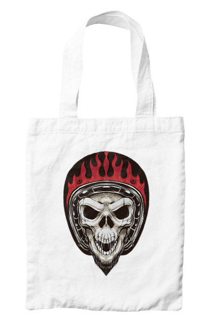 Сумка з принтом "Череп в мотошоломі". Мото, скелет, череп, шолом. 2070702