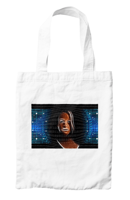 Сумка з принтом "Штучний Розум". Айті, айтішник, гик, жінка, знання, інженер, інтелект, кібер, кібернетика, кіборг, код, комп, комп`ютерник, кристал, машинне навчання, мікросхема, мозок, портрет, програміст, професіонал, професія, розробник, розум, світиться, світло, хакер, чіп, штучний інтелект, штучний розум. 2070702